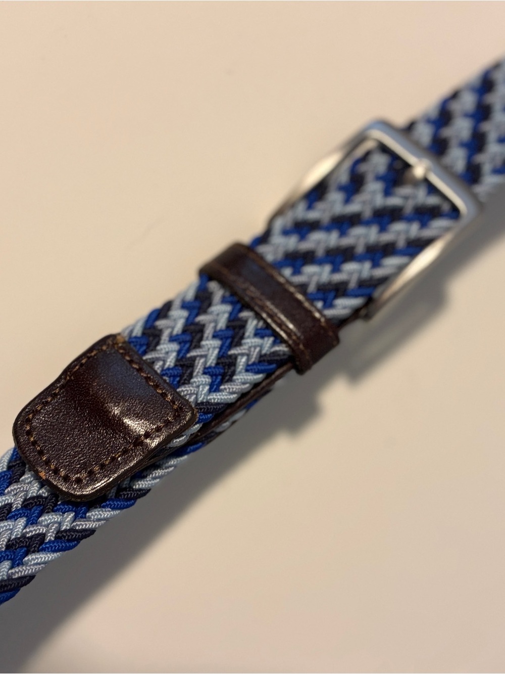 Lands' End Elastic Braided Blue & White Women's Belt